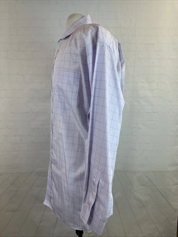 Jos. A. Bank Men’s Dress Shirt 18 35 Purple Plaid Cotton Big & Tall $148 - Image 2 of 4