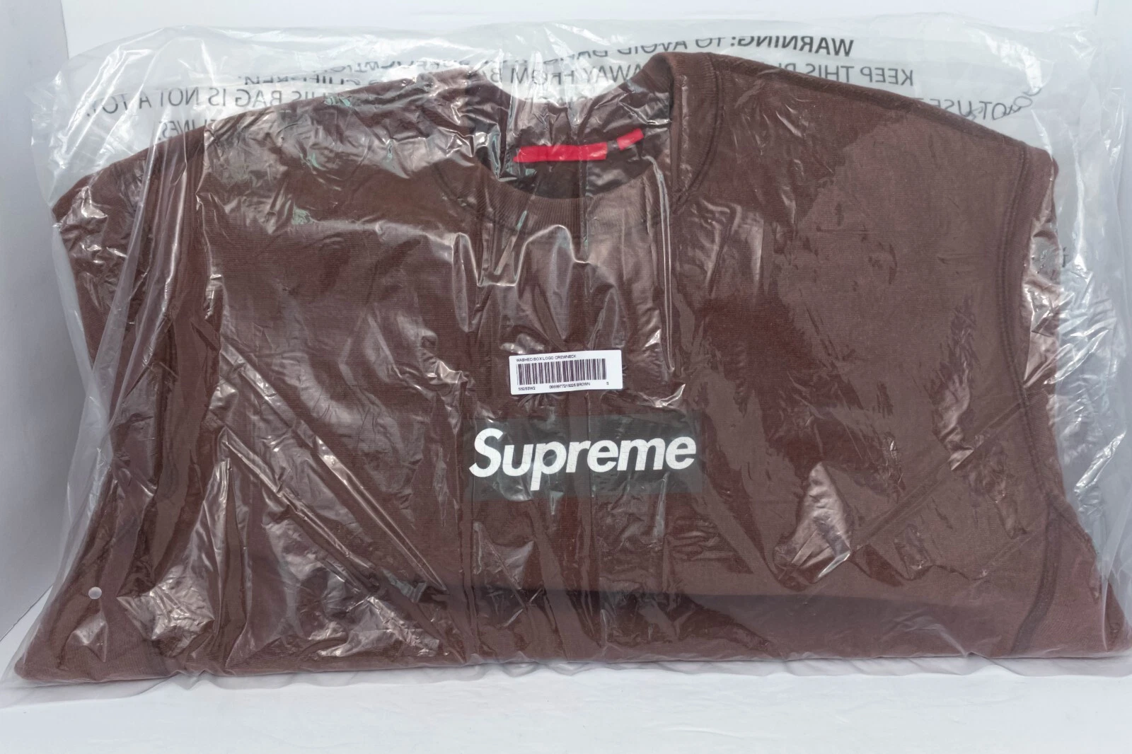Col rond logo boîte lavée suprême   marron   taille S   EN MAIN   EXPÉDITION LE JOUR MÊME