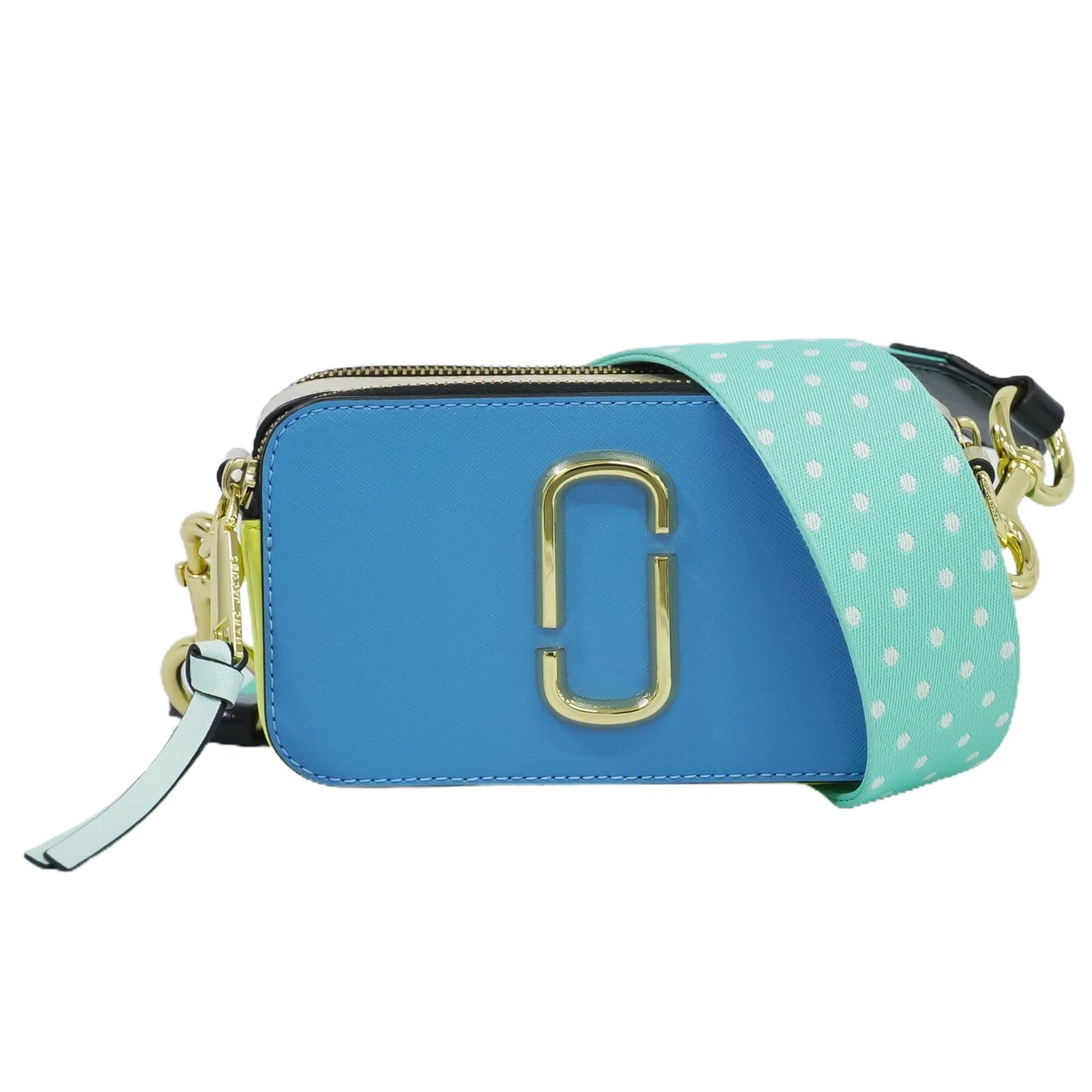 MARC JACOBS Snapshot Leather Crossbody Bag Light Blue Multicolor