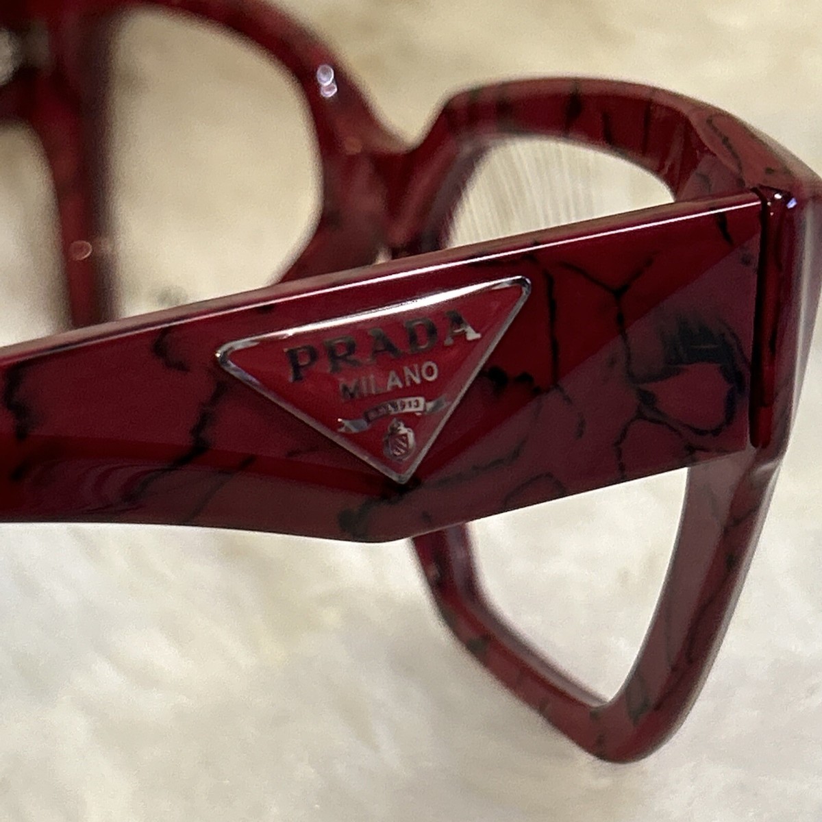 Prada PR 09ZV 09ZV 15D-1O1 51 Etruscan Red Marble Eyeglasses  display picture 3