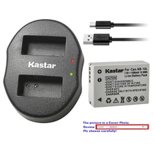 Kastar Battery Dual USB Charger for Canon Original NB-10L 10LH Canon OEM CB-2LC