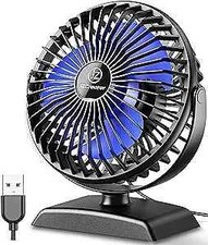 Desk Fan, USB Fan Protable, 3 Speed Airflow, 360  Rotation Personal Black Blue