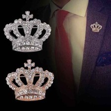 New Imperial crystal Gold Royal CROWN Shirt Collar Suit Brooch Wedding Lapel Pin