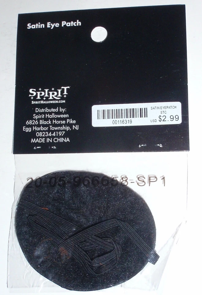 Spirit Halloween Pirate Satin Eye Patch Costume Accessory Blackbeard One Size - Image 2 of 2
