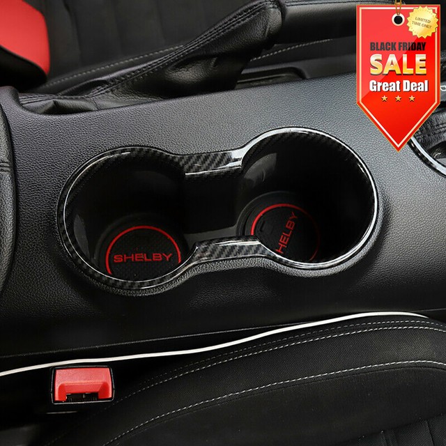 Carbon Fiber Cup Holder Cover for Ford Mustang 1518 2017 Car Interior