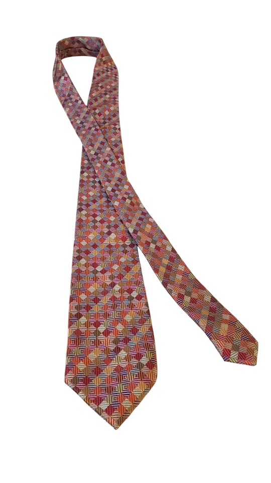 Peacock Neck Tie Mens Designer Luxury Multicolor Geometric Business Church Suit - Image 3 of 4