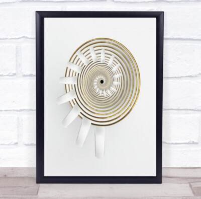 Golden Circles Abstract Spiral Repetition Coffee Cup Above Wall Art Print
