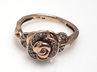 Disney Enchanted Belle 10k Rose Gold 1/10 cttw Diamond Rose Ring Size 7