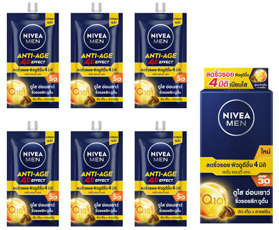 6 x 7 g. Nivea Men Anti Age 4D Effect Facial Serum Q10 Caffeine SPF30 PA+++