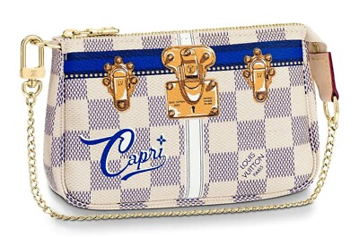 Capri Louis Vuitton chain pochette Summer Trunks damier azur Blue