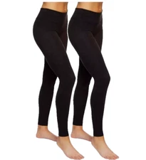 Felina Athletic Leggings 2-Pack  Ultra-Soft & Durable Sueded (BLACK, LARGE) NWOT