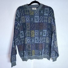 Vintage Kennington LTD Funky Men's L Ski Sweater Wool Blend Made In Italy