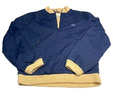 VTG 60s Izod Lacoste Jacket Men Blue Crocodile 1/4 Zip Pullover Full Lined Sz M