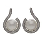 Luxury Pearl & CZ Swirl Earrings – Perfect for Parties & Weddings