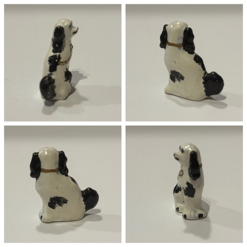Casa delle bambole 1:12 miniatura coppia di statuine cani Staffordshire bianco e nero - Foto 6 di 10