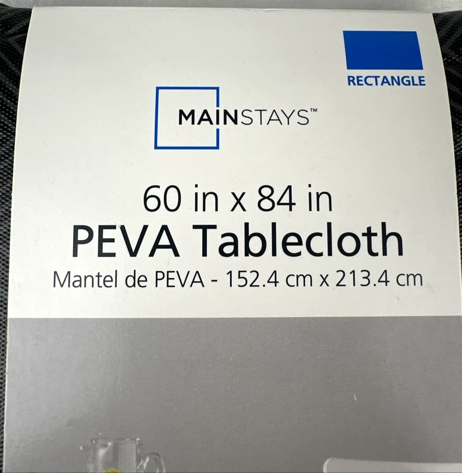 Mainstays Rectangular PEVA Tablecloth 60" x 84" Grey Herringbone New, Free Ship - Image 2 of 4