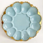Vintage Anchor Hocking Fire King Delphite Blue Deviled Egg Serving Dish 10”