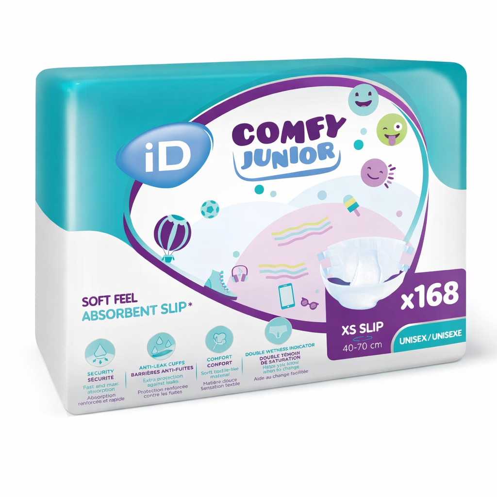 168 x iD Comfy Junior Soft Feel Absorbent XS Slip Underwear | 12 Packs of 14