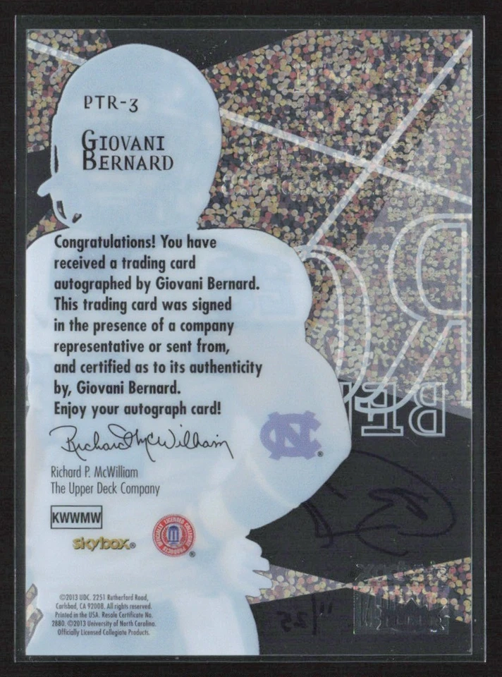 Giovani Bernard 2013 Skybox Premium Prime Time Rookies Auto /25 #PTR-3 - Image 2 of 2