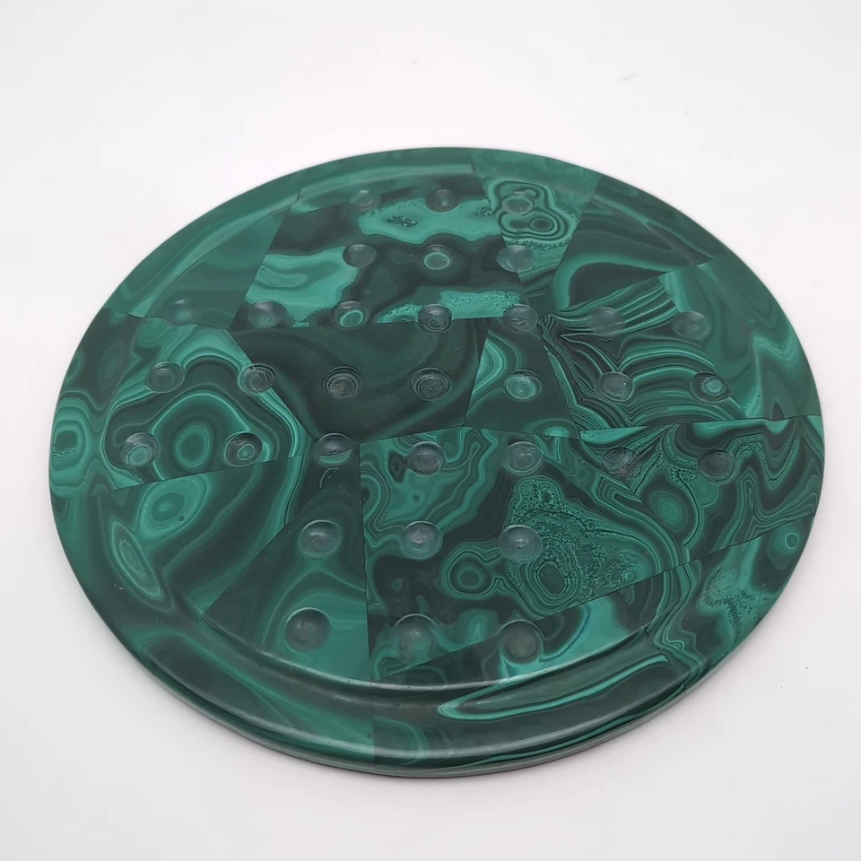 Vintage Green Malachite Marble Solitaire Puzzle Game Board *NO MARBLES* 10" - Image 2 of 4