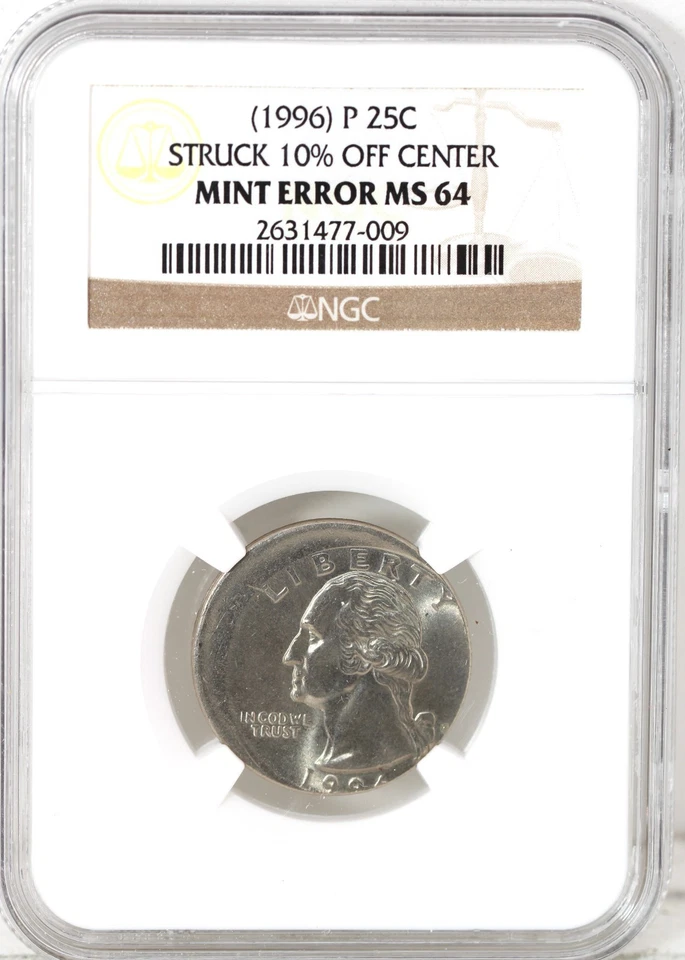 1996-P 25C Washington Quarter Dollar NGC MS 64 Struck 10% Off Center - Image 3 of 4