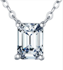1.0ct Emerald Cut Lab‑Created Diamond Test Pass Emerald Pendant Necklace