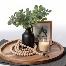 11.5 Inch Small Wood Round Decorative Tray for Home Decor, Coffee Table, Dini...