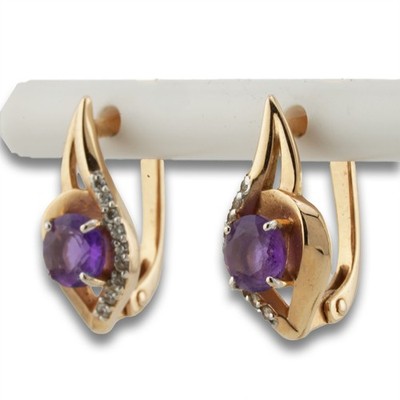 Amethyst Gold Ohrringe 585 14 Kt Roségold Edelstein Creole Damen Edel Wert 850,-