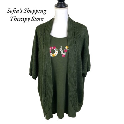 Torrid Cardigan Short Sleeve Dolman Sweater & Olive Lace Love Tank Top Sz 3 3X