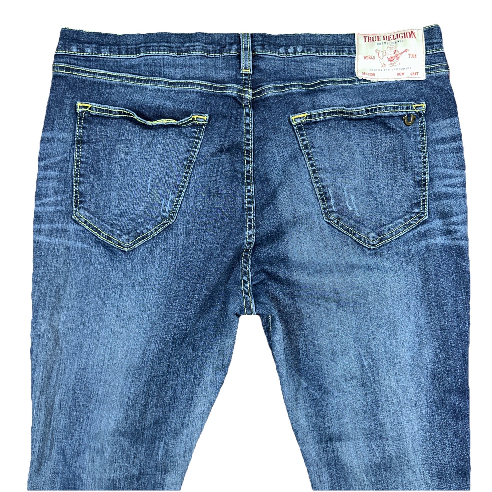 True Religion Jack Jeans Skinny Tapered Blue 38x32 Distressed Jeans thumbnail 3