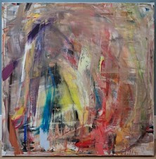 Bellissimo grande olio su tela astratto originale 30" x 30" Colin David Panrucker