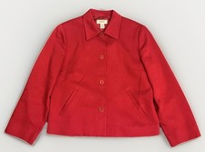 Talbots Petites Women s Textured Deep Red Button Front Blazer Jacket Sz 10