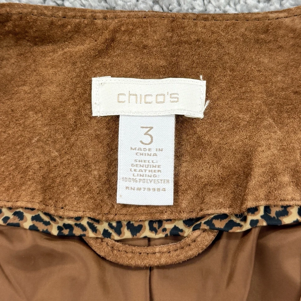 Chicos Suede Vest Women's XL Brown Western Country Rodeo Cowgirl Leather Boho - Image 2 of 4