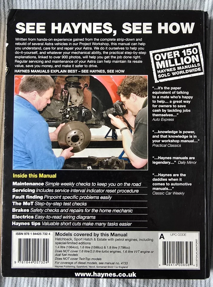 Vauxhall/Opel Astra Petrol (May 04 - 08) Haynes Repair Manual (Paperback) - Image 2 of 3