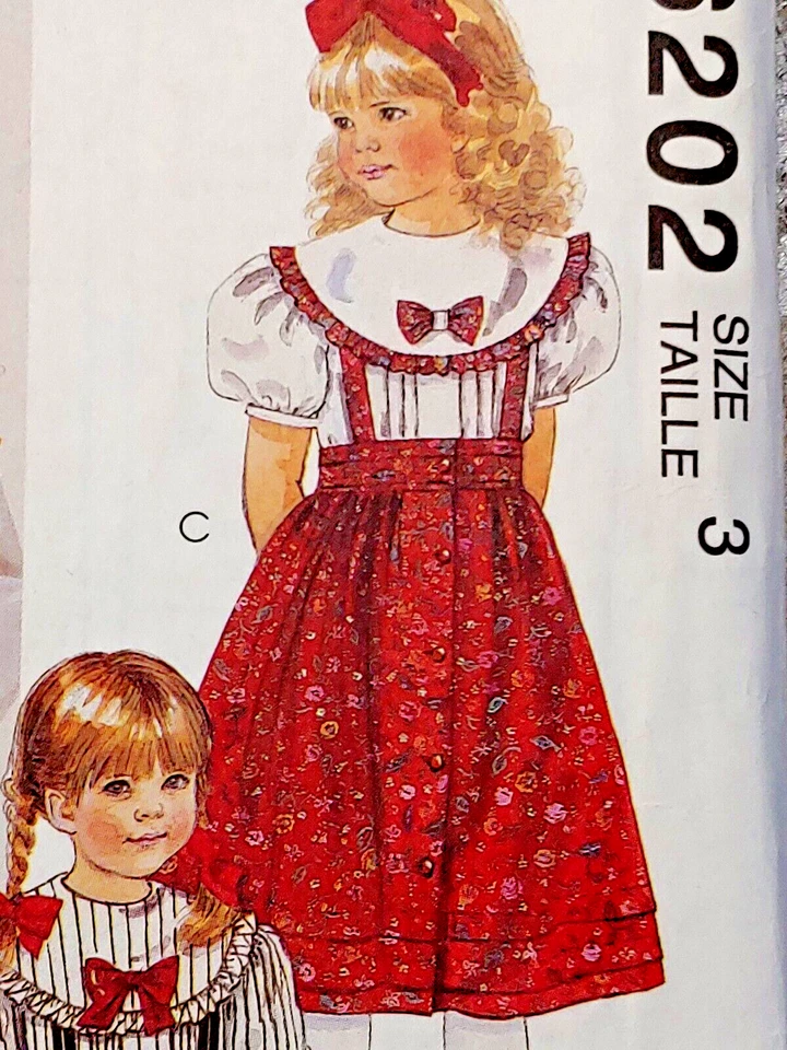 McCall's 6202 Girls' Blouse Pants Skirt Suspenders size 3 ©1992 New Uncut - Image 3 of 4