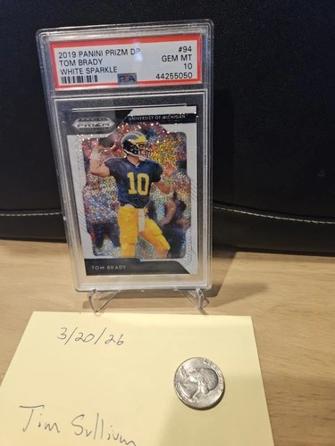 2019 Panini Prizm DP Tom Brady White Sparkle PSA 10