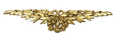 Vintage Solid Brass Pediment 15" Topper Roses & Ribbon
