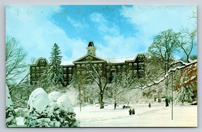 Vintage John Sutton Hall IUP Indiana PA Winter Scene Postcard Modern-Ad