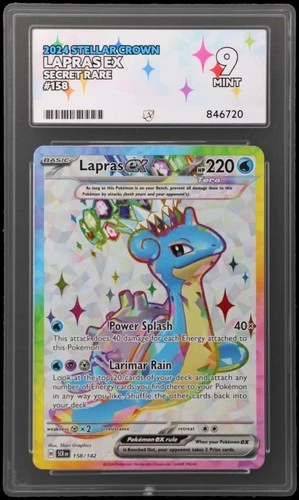 Lapras Ex Stellar Crown 158/142 Secret Rare 9 Mint 2024 Ace Graded Card