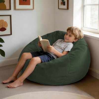 Bean Bag Chair Memory Foam Kids Teens Round Reading Dorm LPMOERA Chairs Filling