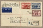 Australia 1934 MacArthur RAM Set FDC Cover REG Leeton Sydney to BATAVIA Flight