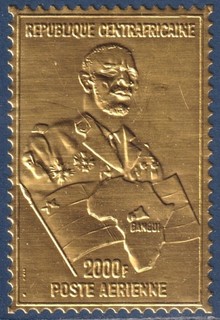 CENTRAFRIQUE: PA.n°87 sur feuille d'OR !
