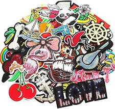 Random 60Pcs Assorted Styles Embroidered Patch Sew On/Iron on Patch Applique