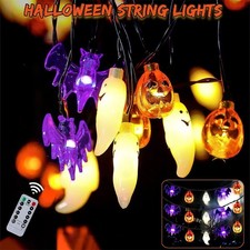 Halloween Lights Decorations, 20 FT 30 LED Waterproof 3D Pumpkin Bat Ghost Batte