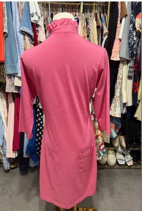 Peter Millar Pink Ruffle Collar Button Shirt Dres… - image 4