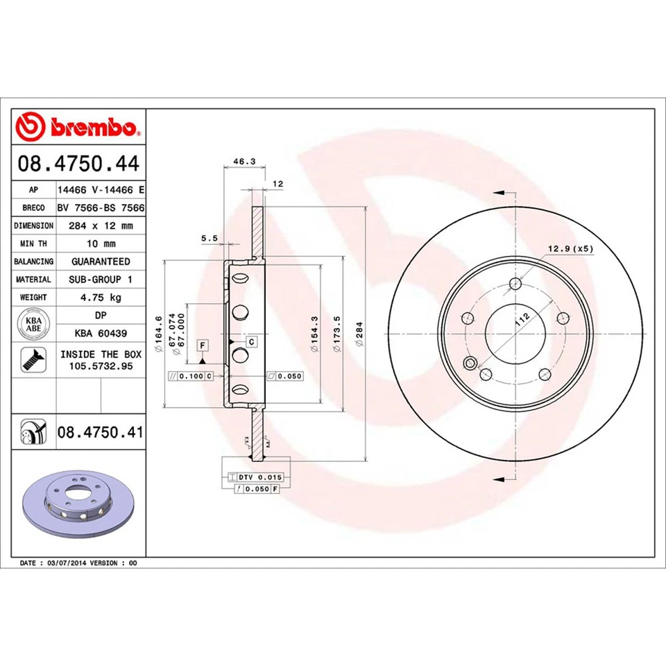 Rotores de freno de disco delanteros Brembo pastillas de freno para Mercedes-Benz C230 1998 Foto 4 de 4