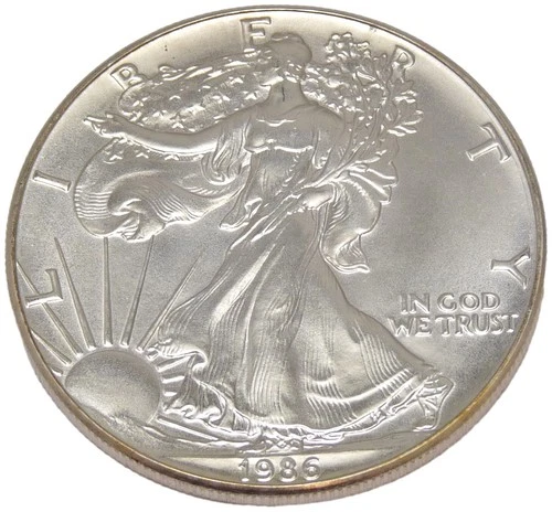New Listing1986 Silver Eagle Inaugural Year BU Blazing Luster .999 1 oz US Mint Capsule