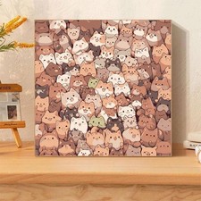 +Diy Cartoon Digital Oil Painting 2 Brush+ Compact Cat Home Pigment Decor F3X4