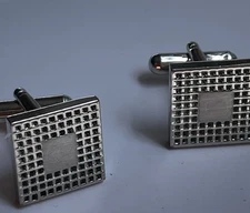 Men’s Silver-tone Square Bullet Back Cufflinks, 