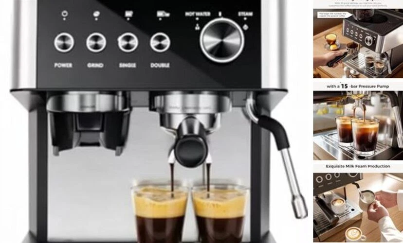 Espresso Machines with Grinder, 20 Bar Professional Espresso Stainless Steel